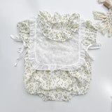baby body suit with cute lace bib.